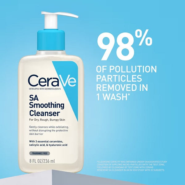 CeraVe SA Smoothing Cleanser For Dry, Rough & Bumpy Skin, Face wash with Salicylic Acid & Ceramides (236ml)