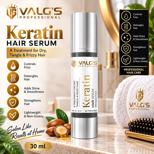 VALG'S Professional Keratin Hair Serum – Smooth, Strong & Shiny Hair