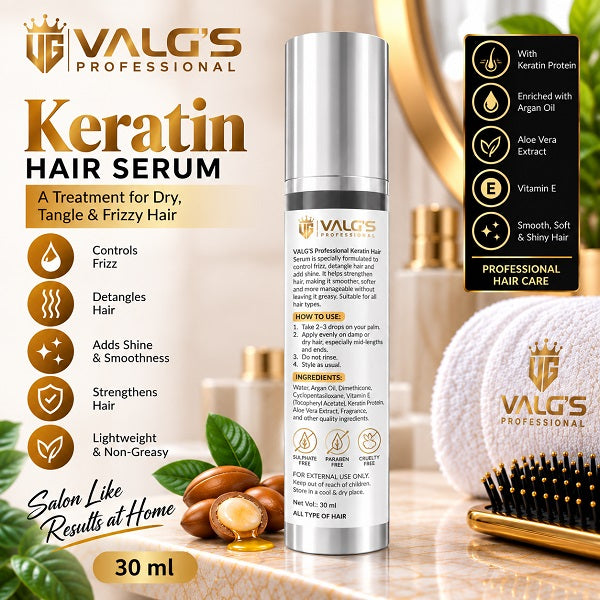 VALG'S Professional Keratin Hair Serum – Smooth, Strong & Shiny Hair