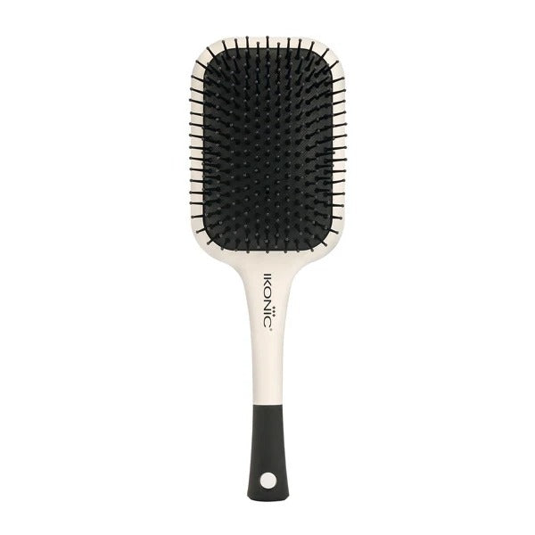 Ikonic Professional Artistic Paddle Hair Brush with Ion Bristles & Anti-Static Technology – White & Black