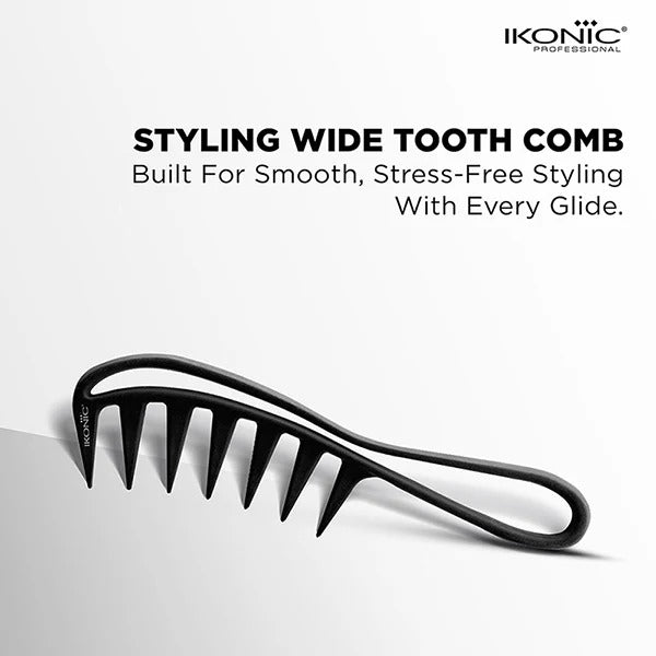 Ikonic Professional Carbon Fibre Comb with Wide Teeth, Anti-Static Technology & Heat Resistance up to 230°C