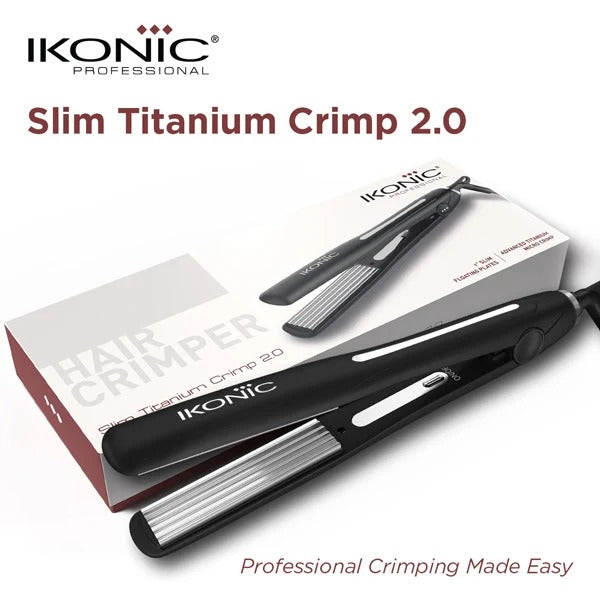 Ikonic Professional Slim Titanium Crimp 2.0 Hair Crimper with Titanium Micro Crimp Plates & Digital Temperature Control