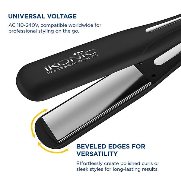 Ikonic Professional Pro Titanium Shine 3.0 Hair Straightener with 1.5-Inch Floating Titanium Plates & Digital Temperature Control