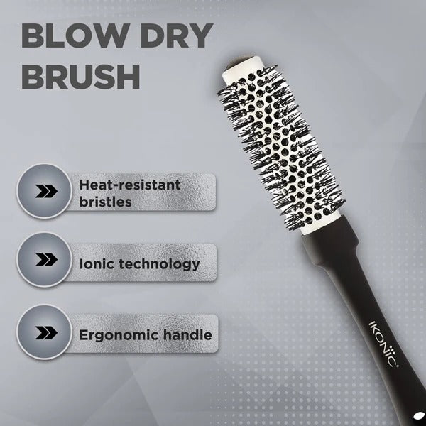 Ikonic Professional Blow Dry Hair Brush with Ceramic Coating & Ionic Technology