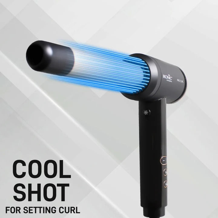 Ikonic Professional Pro Hair Curler with 25 mm Ceramic Barrel & Digital Temperature Control - Black