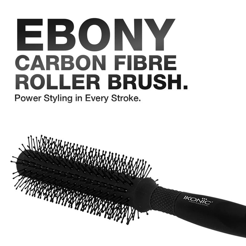Ikonic Professional Ebony Carbon Fibre Roller Brush with Ionic & Anti-Static Technology